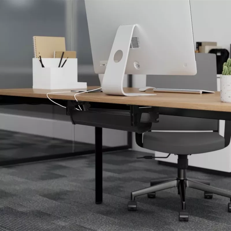 Kabelgoot onder bureau MACLEAN MC-106B — zwart, ABS, maximale belasting 5 kg