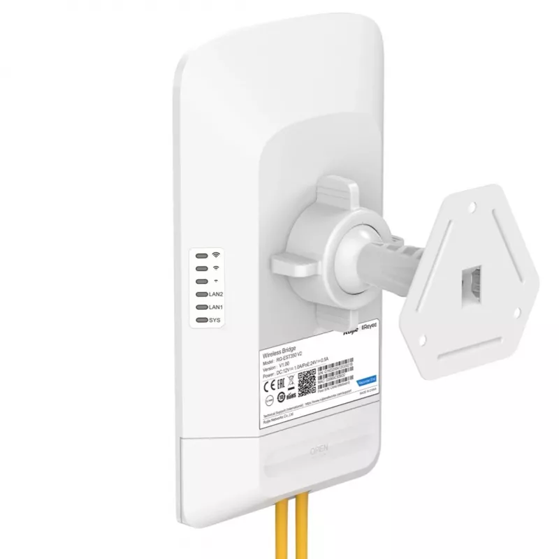 Ruijie Reyee RG-EST350 V2 draadloze bridge 5 GHz 802.11ac dual-stream, 867 Mbps, 5 km, 15 dB, PoE, wit