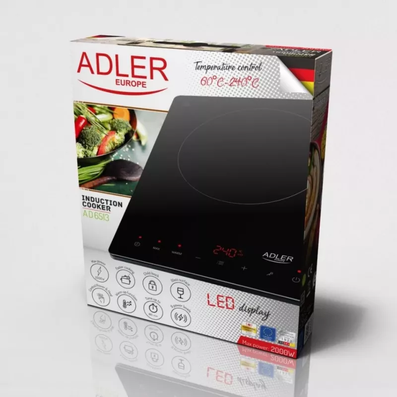 Adler AD 6513 kookplaat zwart tafelmodel 29 cm zone inductiekookplaat 1 zone(s)
