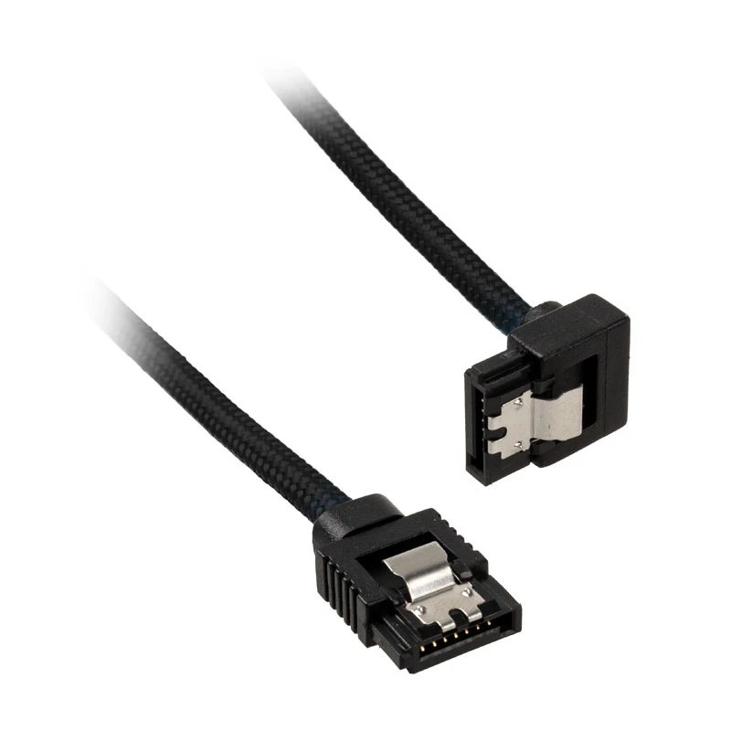 Corsair CC-8900282 Premium gesleeved SATA-kabel, gehoekt, 60 cm, zwart, verpakking van 2