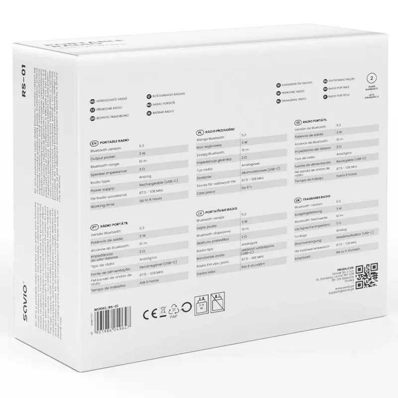 Draagbare radio Savio RS-01 analoog zwart