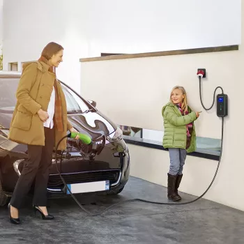 Qoltec Mobiele EV-autolader Verstelbaar 2in1 Type2 | 11kW | CEE 5 PIN | LCD | 3 fasen | Draagbaar | Wallbox | 5m