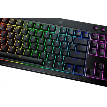 Razer | BlackWidow V4 Low-Profile Tenkeyless HyperSpeed | toetsenbord | draadloos | US | Bluetooth | zwart | gele switches