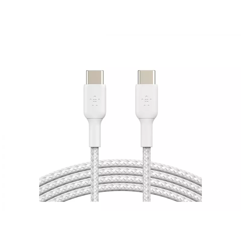 Kabel gevlochten USB-C naar USB-C 1m wit