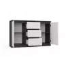 Commode 2 deuren 3 laden top e shop M-MP-K-MAL-2D3S-ANTBIA — antraciet frame, witte deuren, 1200×750×400 mm