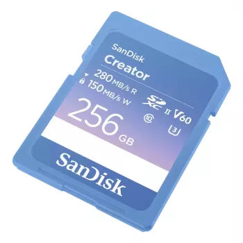 SanDisk Creator SD-geheugenkaart UHS-II 256 GB met hoge overdrachtssnelheden tot 280 MB/s