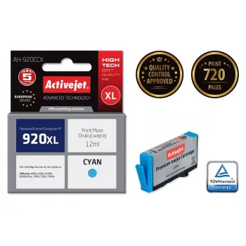 Inktcartridge ActiveJet AH-920CCX compatibel voor HP 920XL cyaan, 12 ml, hoge (XL) capaciteit, refurbished Premium