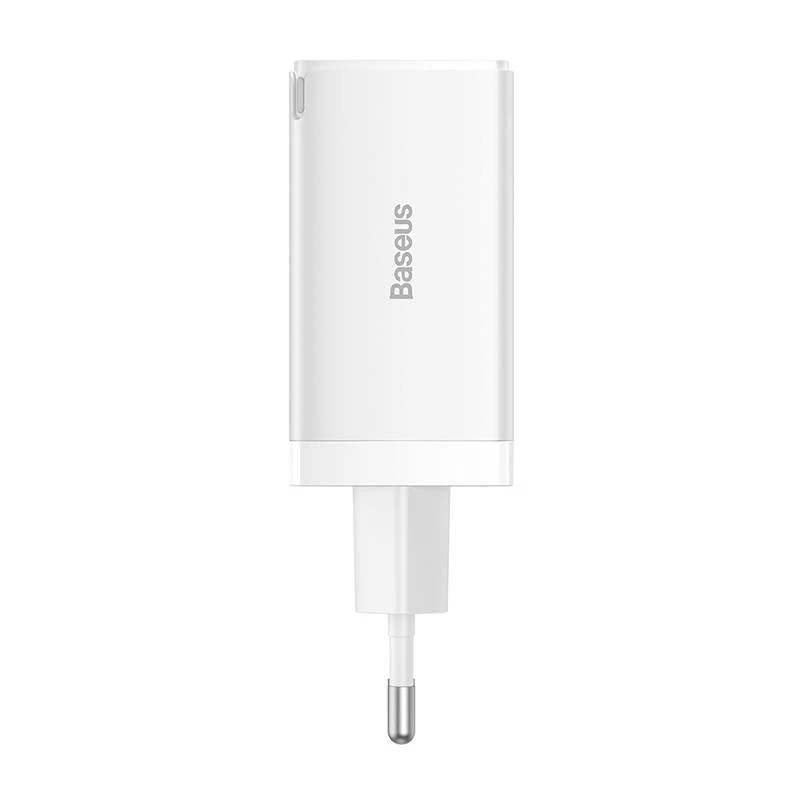 Wandlader Baseus GaN5 Pro 65W — USB + 2×USB-C (QC3.0, PD3.0) met 1m USB-C-kabel, wit