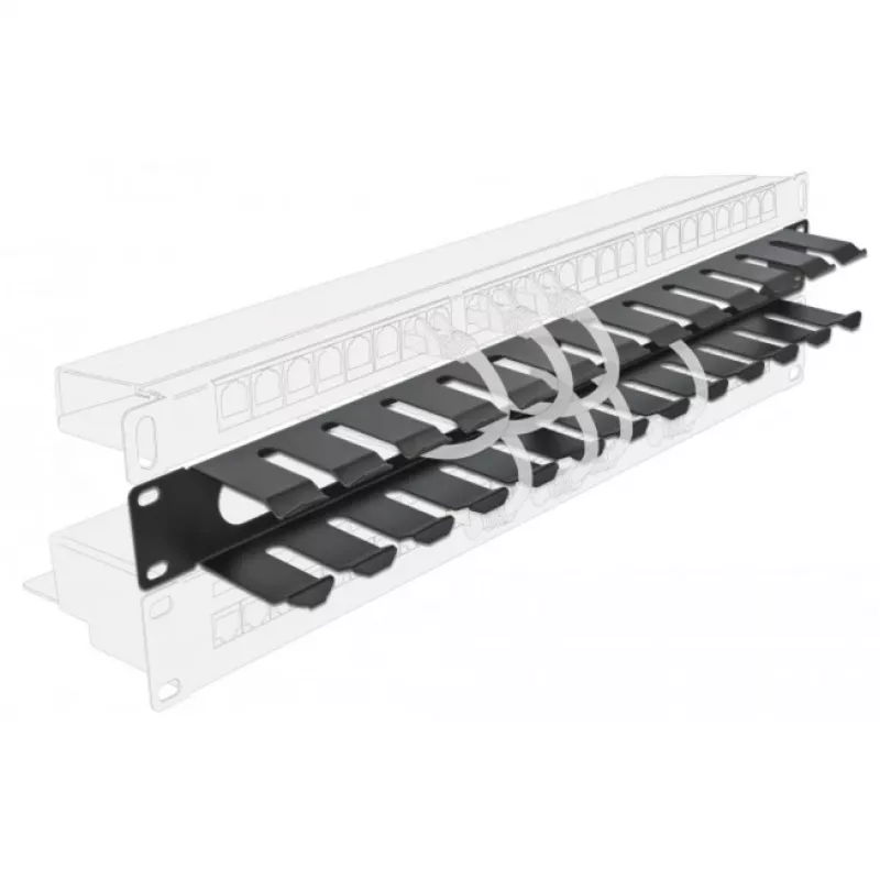 Kabelmanagementpaneel DeLOCK 19 inch 66550 zwart 1HE