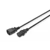 DIGITUS verlengsnoer voor netsnoer AK-440201-018-S IEC C14 / IEC C13 (M/V), 250 V/10 A, 1,8 m, zwart