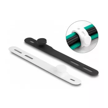 Herbruikbare kabelbinder DeLOCK Soft Tie 10 stuks zwart wit