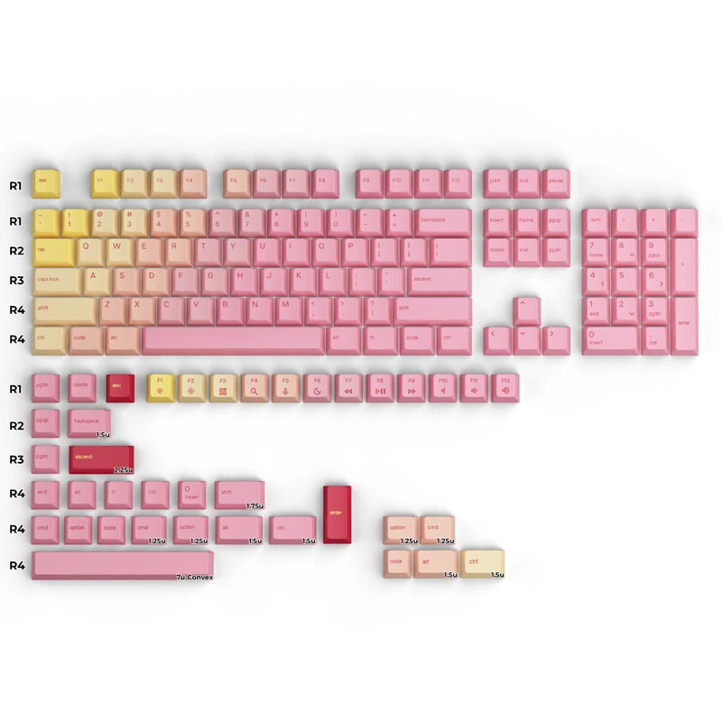 Glorious GPBT Pink Grapefruit Forge toetsenbordtoetskappen (keycaps), roze