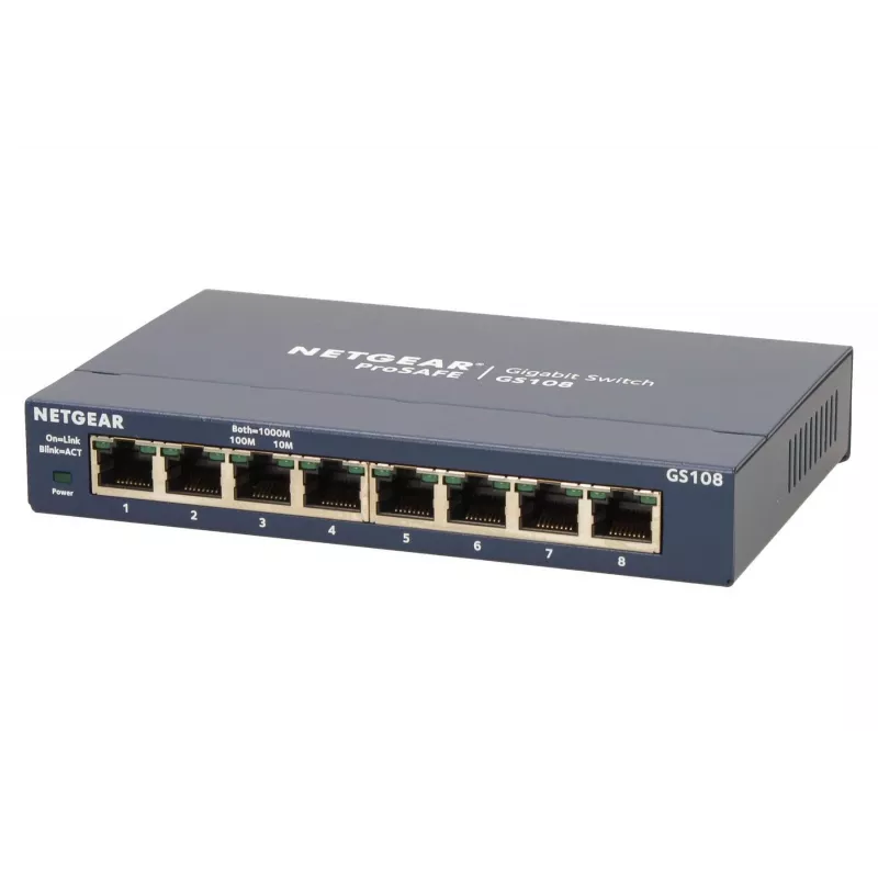 Unmanaged switch NETGEAR GS108GE, 8 poorten, Gigabit Ethernet, 16 Gbit/s