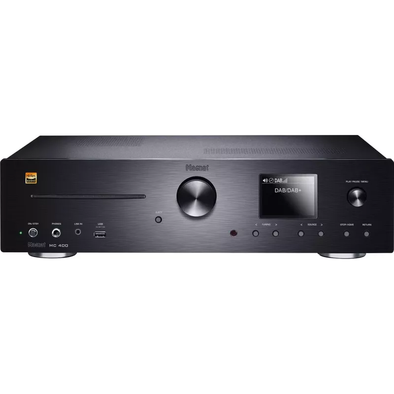 Stereo-receiver Magnat MC 400 — 2.0 kanalen, 40 W per kanaal, cd-speler, Wi-Fi, Bluetooth, DAB/FM, ethernet (zwart)