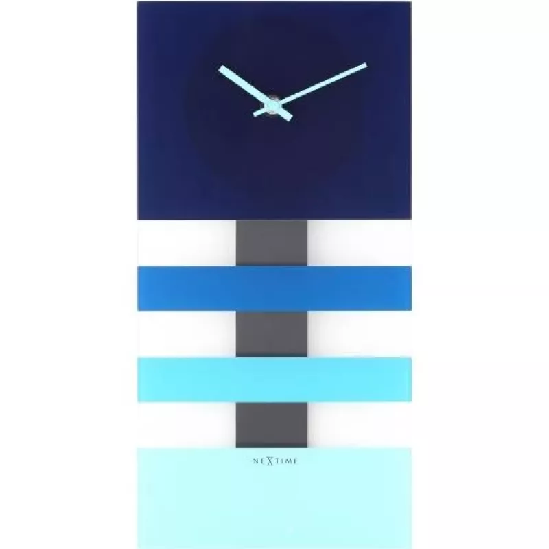 NeXtime klok 2855bl Bold Stripes, 38x19 cm, wand, blauw