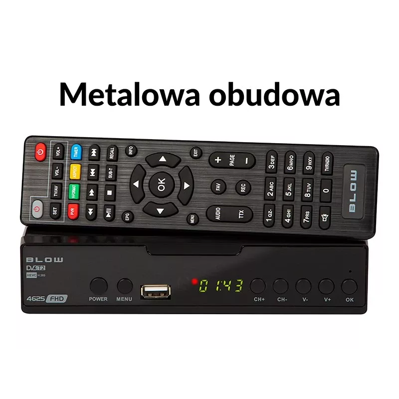 Digitale TV-tuner BLOW 4625FHD DVB-T2 H.265 terrestrische receiver, HDMI, USB, SCART, Ethernet, S/PDIF