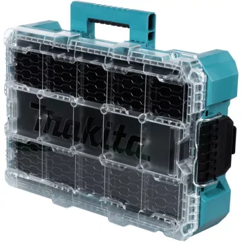 MAKTRAK organizer diep M, gereedschapskist blauw/transparant, transparant deksel