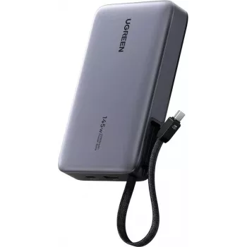 Powerbank UGREEN PB551 20.000 mAh 145W met 1x USB-C, 1x USB-A en geïntegreerde kabel (55992B)