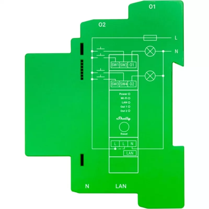 Shelly Pro Dimmer 2PM inbouw blauw, groen, grijs