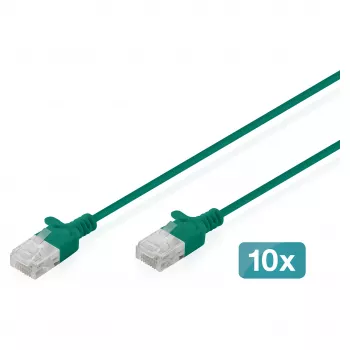 Patchkabel CAT 6 U-UTP slank, DIGITUS DK-1618-010S-G-10 — 1 m, groen, 10-pack