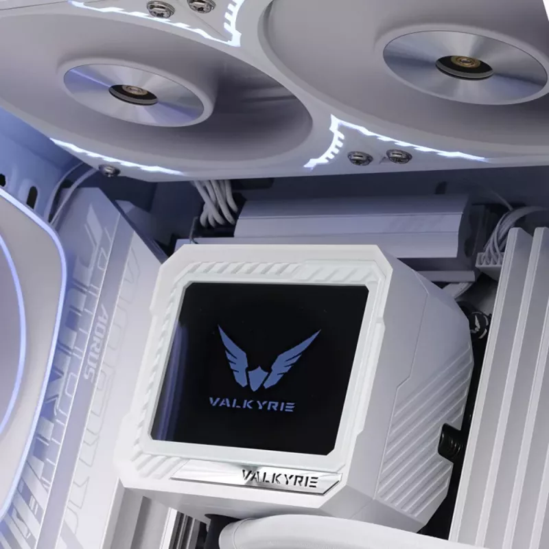 Vloeistof-CPU-koeler Valkyrie VK-AIOV240W 240-mm-radiator met lcd