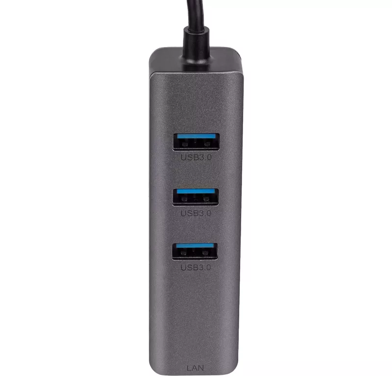 Akyga AK-AD-66 USB-C-hub met 3x USB 3.0 en Gigabit Ethernet, 15 cm, zwart