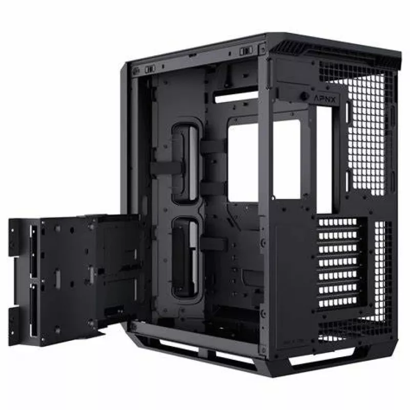 APNX V1-W-BK-v1 Midi-Tower zwart, hout