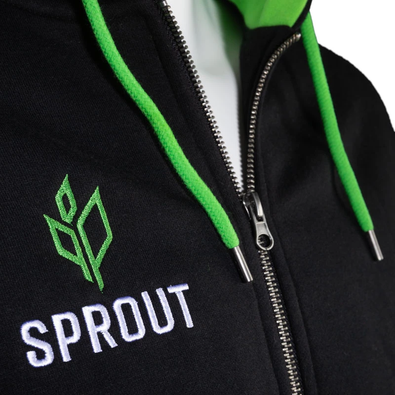 GamersWear SPROUT Basic zip-hoodie maat M zwart/groen