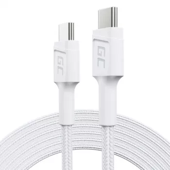 USB-C-naar-USB-C-kabel Green Cell KABGC29W 2 m, USB 3.2 Gen 1, 60 W PD, gevlochten TPE, wit
