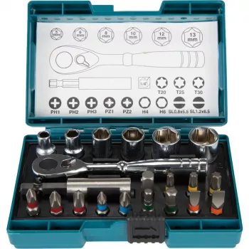 Makita schroevendraaier-bit- en ratelset, 21-delig (B-54081)