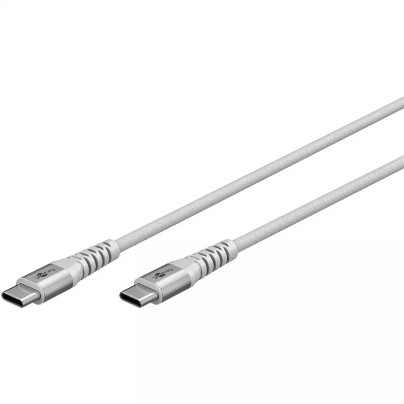 Goobay KAB USB-C (ST-ST) 2m verbindingskabel textielmantel wit USB-kabel USB 2.0 USB-C (70194)