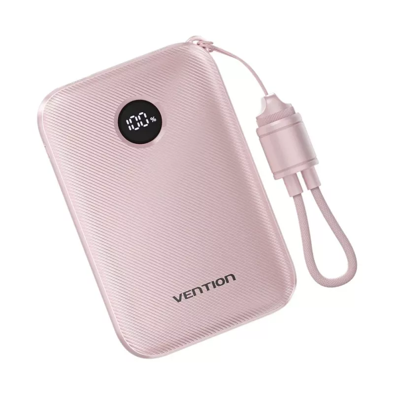 Powerbank Vention FKAP0-C 10000 mAh, 2× USB-C + 1× USB-A, 22,5 W, roze