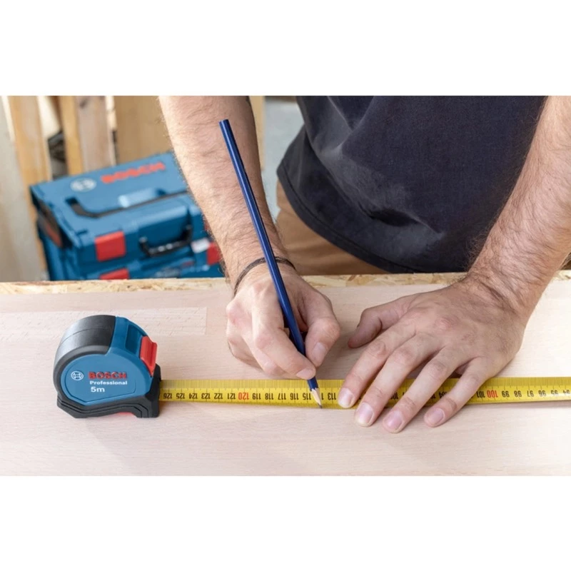 Professioneel meetlint, 5 meter, blauw/zwart, 27 mm