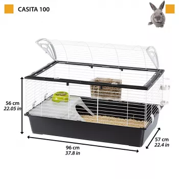 Kooi FERPLAST Casita 100 voor konijnen en cavia's, metaal/kunststof, 960×570×560 mm, taupe/wit
