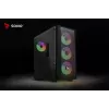 PC-behuizing SAVIO Noctis Flow RGB — Cube, ATX/Mini-ITX, 3x 120 mm frontventilatoren, zijvenster van gehard glas, max. GPU 35 cm