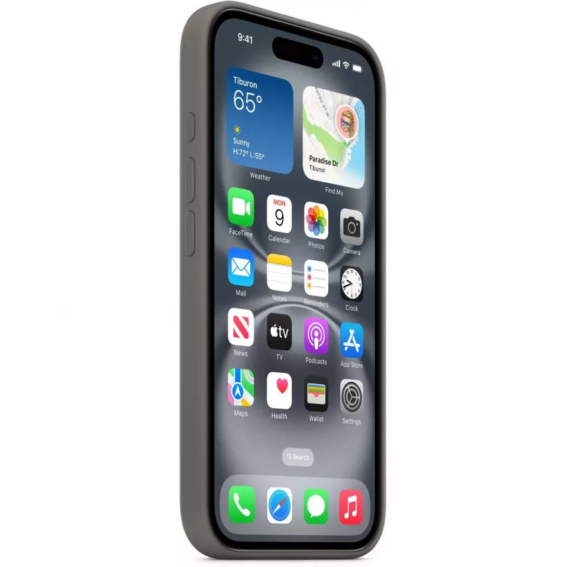 Hoesje Apple iPhone 16 siliconen case met MagSafe steengrijs