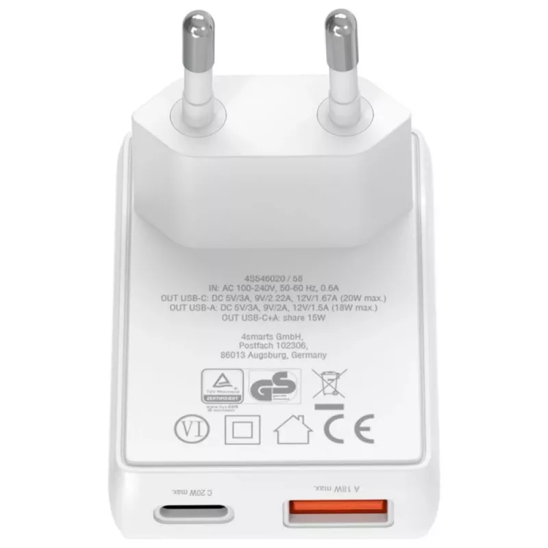 Indoor-oplader 4smarts 546020 universeel wit AC-snelladen