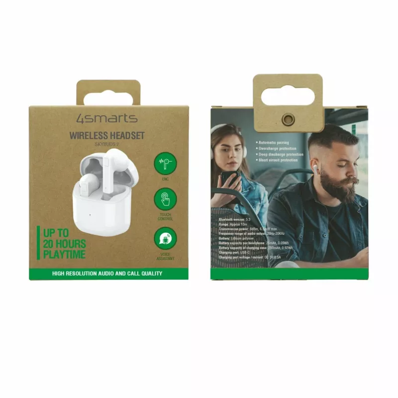 4smarts TWS Bluetooth-hoofdtelefoon SkyBuds 2 ENC wit - hoofdtelefoon - 20 KHz