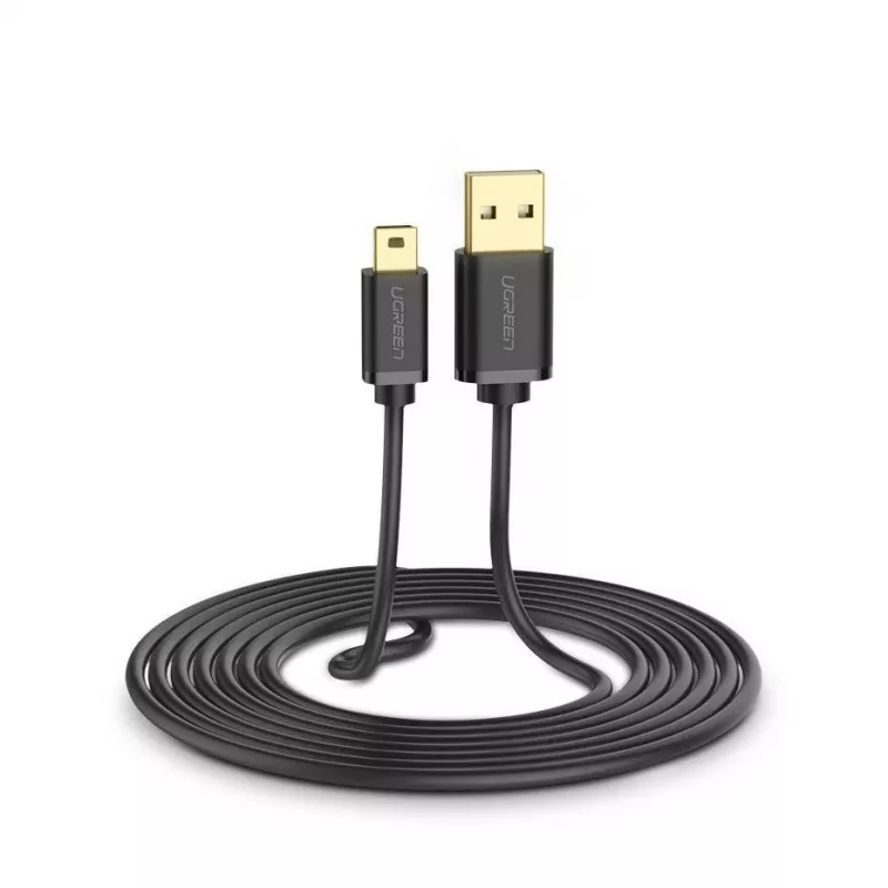 USB-kabel UGREEN US132 Mini-USB 1 m — zwart, 480 Mbit/s, snel laden