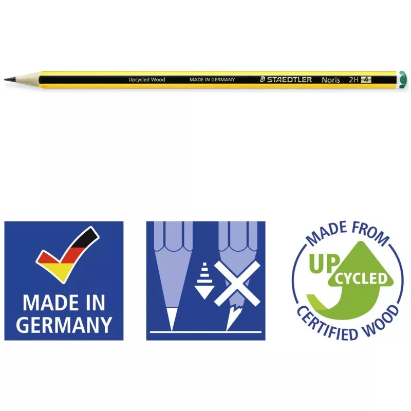 Staedtler Noris 120 2H potloden, 12 st., zwart/geel