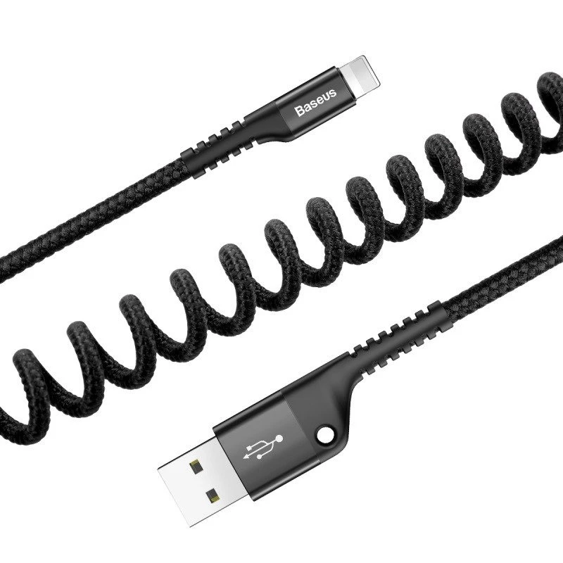 Baseus spiraalkabel Lightning 1m 2A (zwart)