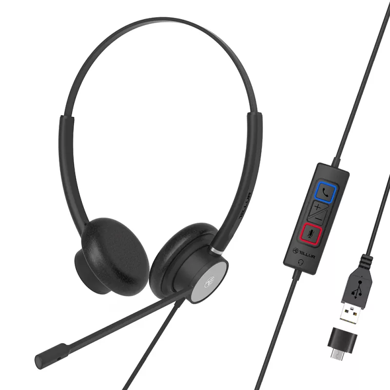 Tellur Voice 320 bedrade headset binaural zwart