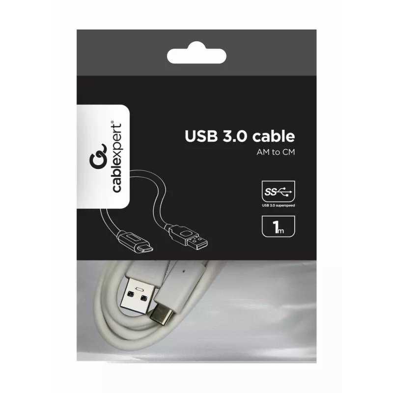 USB-datakabel Gembird USB A naar USB C 1 m, USB 3.2 Gen 1, wit