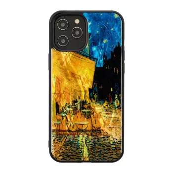 iKins hoesje voor Apple iPhone 12 / 12 Pro – zwart, design Café Terrace