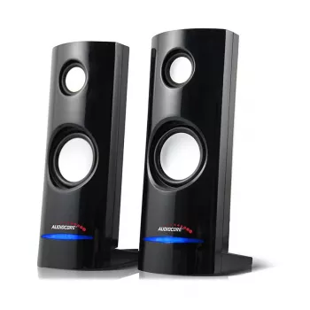 Bekabelde 2-weg-pc-luidspreker Audiocore AC860, 2.0 kanalen, 4 W RMS, USB-voeding, 3,5 mm ingang, zwart
