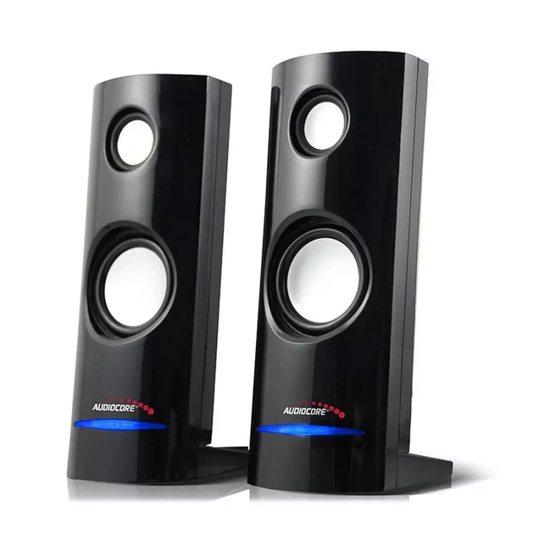 Bekabelde 2-weg-pc-luidspreker Audiocore AC860, 2.0 kanalen, 4 W RMS, USB-voeding, 3,5 mm ingang, zwart