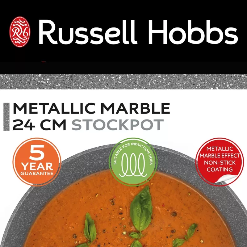 Russell Hobbs RH02809EU7 kookpan 24 cm Metallic Marble, robuuste kookpan