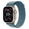 Smartwatch Apple Watch Ultra 3 GPS + Cellular 49 mm Natural Titanium behuizing met Light Blue Alpine Loop (Klein)