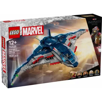 LEGO Quinjet bouwset 76325 — Marvel, 1131 onderdelen, 5 minifiguren, voor 12+, 280×450×300 mm
