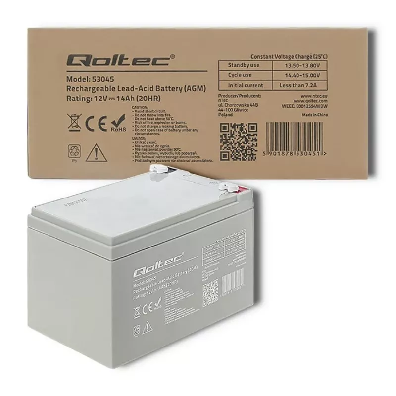 Qoltec 53045 AGM-accu 12V 14Ah